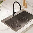 SWISS AQUA TECHNOLOGIES - Set mitigeur lavabo + mitigeur monocommande cuisine avec douchette extractible 2 jets, noir mat (SATBSBW288C) - vignette
