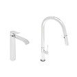SWISS AQUA TECHNOLOGIES - set mitigeur lavabo haut + mitigeur cuisine avec douchette extractible et bras pivotant, chrome (SATINFBSD285) - vignette