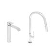 SWISS AQUA TECHNOLOGIES - set mitigeur lavabo haut + mitigeur cuisine avec douchette extractible et bras pivotant, chrome (SATINFBSD285) - vignette