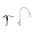 SWISS AQUA TECHNOLOGIES - set mitigeur lavabo sans vidage + mitigeur cuisine 36,3 cm avec bras pivotant, chrome (SATBSUR271CR) - vignette