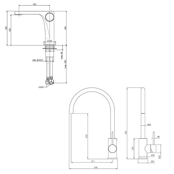SWISS AQUA TECHNOLOGIES - set mitigeur lavabo sans vidage + mitigeur cuisine 36,3 cm avec bras pivotant, chrome (SATBSUR271CR) - large