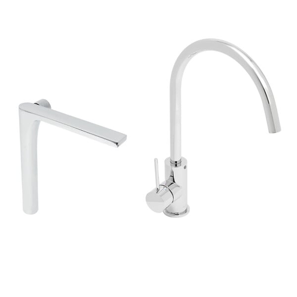 SWISS AQUA TECHNOLOGIES - set mitigeur lavabo haut sans vidage + mitigeur cuisine 36,3 cm avec bras pivotant, chrome brillant (SATBSUR0271CR) - large