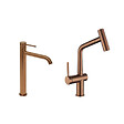 SWISS AQUA TECHNOLOGIES - Aurum set mitigeur lavabo + mitigeur cuisine Ceramia Timeless acier inoxydable, douchette extractible, or rose (SATBA285BCRG) - vignette