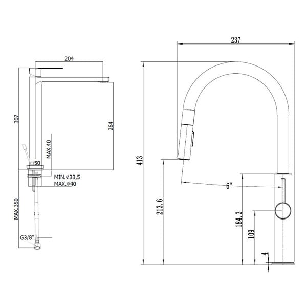 SWISS AQUA TECHNOLOGIES - Swiss Aqua Technologies set mitigeur lavabo XL + mitigeur cuisine avec douchette extractible 2 jets, noir mat (SATBSBW285C) - large