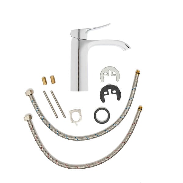 SWISS AQUA TECHNOLOGIES - set mitigeur lavabo avec bec cascade + mitigeur cuisine, douchette extractible et bras pivotant, chrome (SATINFBSDBS271) - large