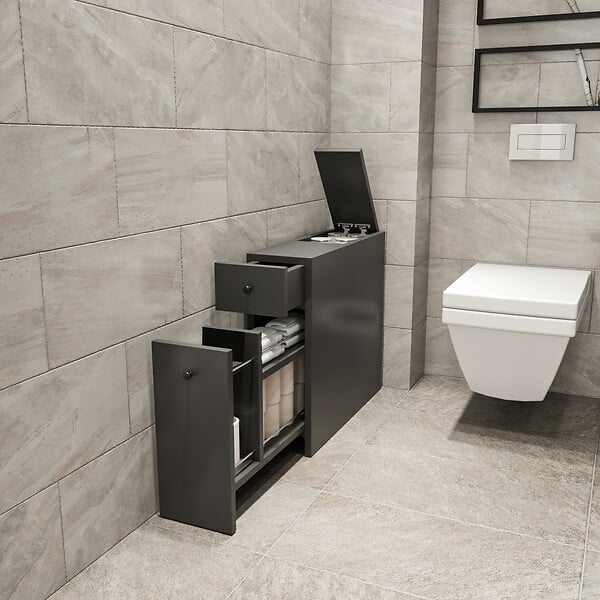 HABITAT ET JARDIN - Meuble de salle de bain en bois "Calencia" - 60 x 19 x 55 cm - Gris anthracite - large