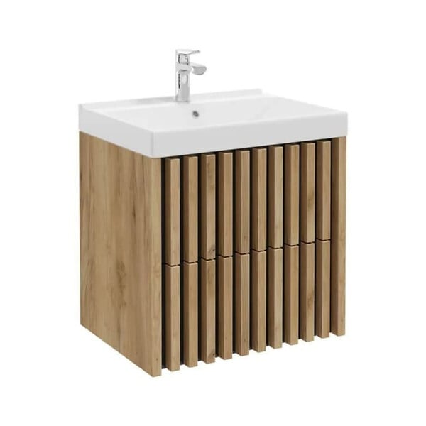 SWISS AQUA TECHNOLOGIES - Delano 60x56x45 cm meuble de salle de bain mural sous lavabo, chêne mat (DELANO60ZDBU) - large