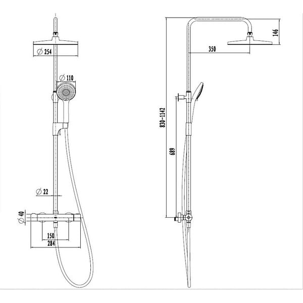 SWISS AQUA TECHNOLOGIES - Swiss Aqua Technologies Colonne de douche SAT avec mitigeur thermostatique noir SATSSTKBC - large