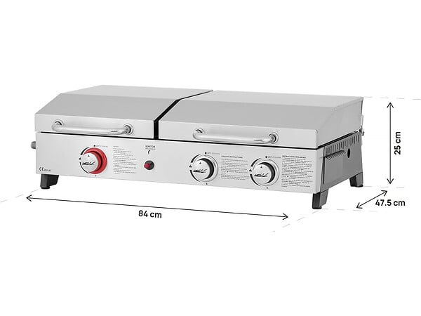 HABITAT ET JARDIN - Plancha barbecue à gaz avec grille et plancha "Flamo" - 3 bruleurs - Gris - large