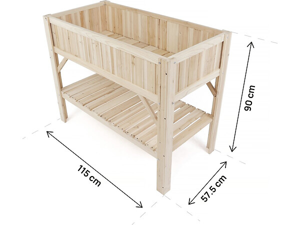 HABITAT ET JARDIN - Carré potager en bois sur pieds "Magnolia" - 115 x 57 x 90 cm - Beige - large