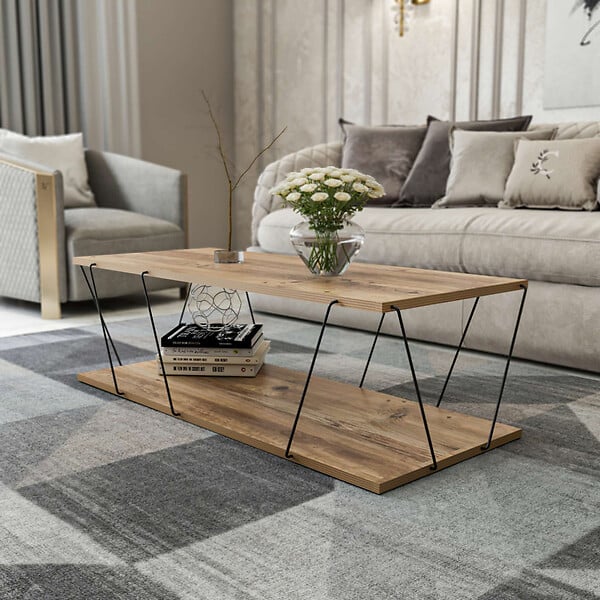 HABITAT ET JARDIN - Table basse en bois "Zisino" - 120 x 50 x 30 cm - Marron - large