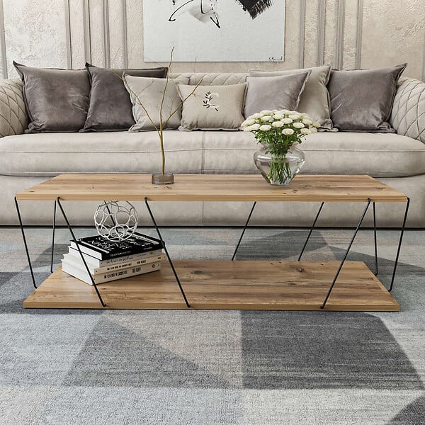 HABITAT ET JARDIN - Table basse en bois "Zisino" - 120 x 50 x 30 cm - Marron - large