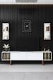 HABITAT ET JARDIN - Meuble TV en bois "Gold Line" - 180 x 30 x 48 cm - BlancNoir - vignette