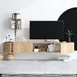 HABITAT ET JARDIN - Meuble TV avec étagère murale en bois "Avior" - 180 x 32 x 25 cm - Beige - vignette