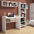 HABITAT ET JARDIN - Bureau d'étude avec bibliothèque et étagère murale en bois "Matilda" - 90 x 58 x 80 cm - Blanc - vignette
