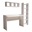 HABITAT ET JARDIN - Bureau d'étude avec bibliothèque et étagère murale en bois "Hera" - 118 x 58 x 80 cm - Blanc - vignette