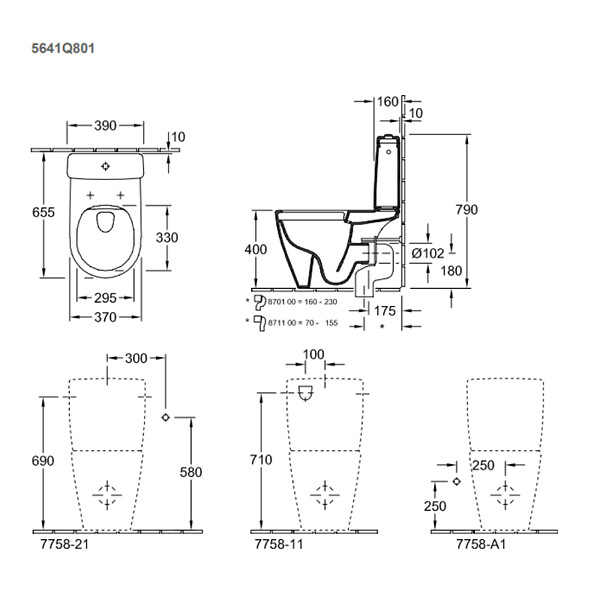 VILLEROY ET BOCH - WC à poser compact sans bride sortie horizontale  Avento avec abattant frein de chute + Nettoyant - large