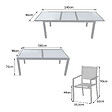 HAPPY GARDEN - Salon de jardin FIRENZE extensible en textilène gris 8 places - aluminium anthracite - vignette