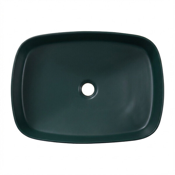 CERAMIA - Ceramia Vasque à poser rectangulaire 50 x 37,5 x 13,5 cm sans trop-plein vert mat PixL (CEPX4937GEM) - large