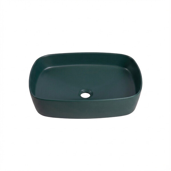 CERAMIA - Ceramia Vasque à poser rectangulaire 50 x 37,5 x 13,5 cm sans trop-plein vert mat PixL (CEPX4937GEM) - large