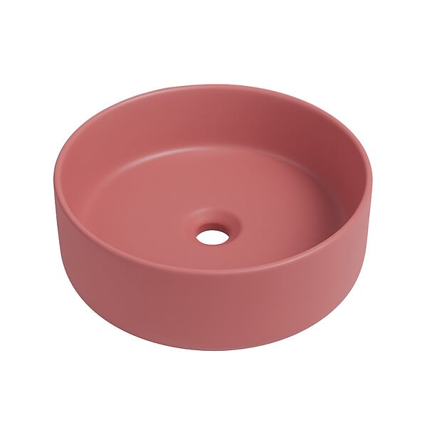CERAMIA - Ceramia Vasque à poser ronde 36 cm hauteur 12,5 cm sans trop-plein rose mat PixL (CEPX3636PM) - large