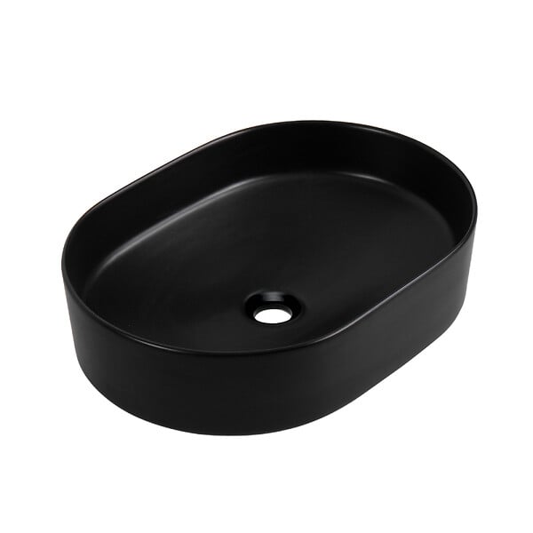 CERAMIA - Ceramia Vasque à poser ovale 50 x 36,5 x 12 cm sans trop-plein noir mat PixL (CEPX5037BKM) - large