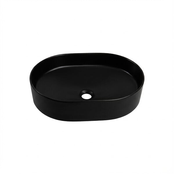 CERAMIA - Ceramia Vasque à poser ovale 50 x 36,5 x 12 cm sans trop-plein noir mat PixL (CEPX5037BKM) - large