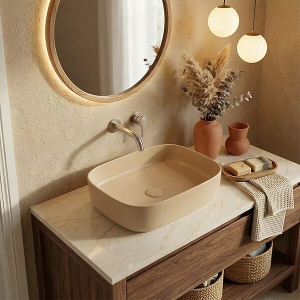 CERAMIA - Ceramia PixL 50 x 37,5 x 13,5 cm vasque à poser Infinitio, sans trop-plein, moka (CEPX4937MOM) - large