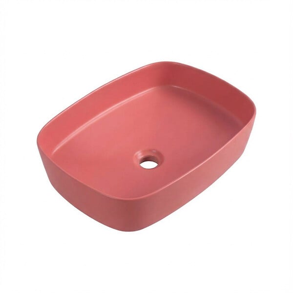 CERAMIA - Ceramia Vasque à poser rectangulaire 50 x 37,5 x 13,5 cm sans trop-plein rose mat PixL (CEPX4937PM) - large