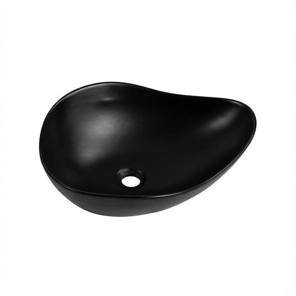 CERAMIA - Vasque à poser design asymétrique 50,5 x 38 x 19 cm sans trop-plein noir mat PixL (CEPX5038BKM) - large