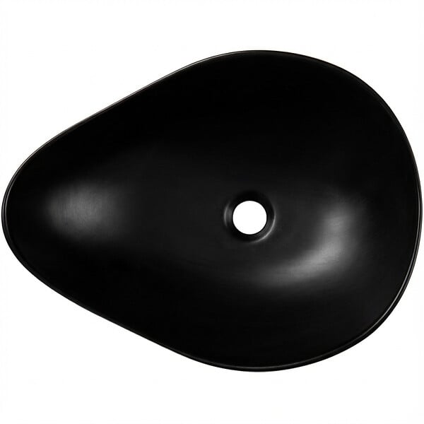 CERAMIA - Vasque à poser design asymétrique 50,5 x 38 x 19 cm sans trop-plein noir mat PixL (CEPX5038BKM) - large