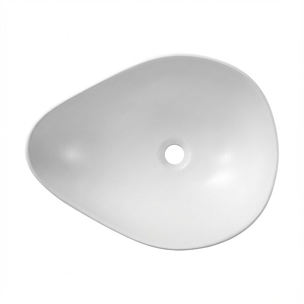 CERAMIA - Vasque à poser design asymétrique 50,5 x 38 x 19 cm sans trop-plein blanc mat PixL (CEPX5038WM) - large