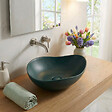 CERAMIA - Vasque à poser design asymétrique 50,5 x 38 x 19 cm sans trop-plein vert mat PixL (CEPX5038GEM) - vignette