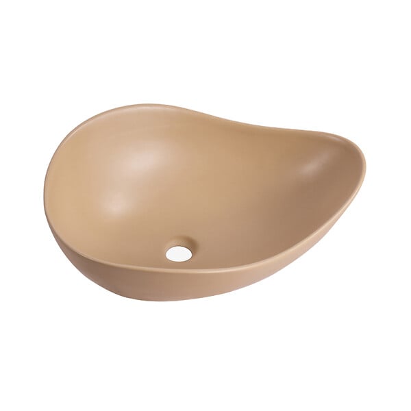 CERAMIA - Vasque à poser design asymétrique 50,5 x 38 x 19 cm sans trop-plein moka mat PixL (CEPX5038MOM) - large