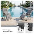 TECTAKE - Chaise longue pliable réglable bain de soleil gris clair avec appui-tête rembourré et tablette acier - vignette