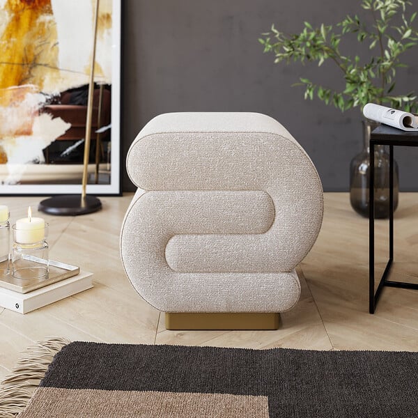 HABITAT ET JARDIN - Pouf en bois "Sally" 40 x 42 x 42 cm - Crème - large
