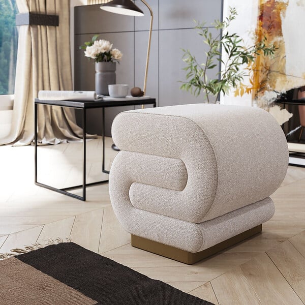 HABITAT ET JARDIN - Pouf en bois "Sally" 40 x 42 x 42 cm - Crème - large