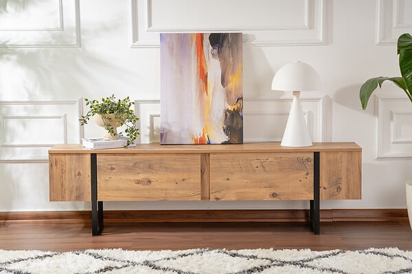 HABITAT ET JARDIN - Meuble TV en bois "Serenity" 180 x 30 x 50 cm - Pin atlantique - large