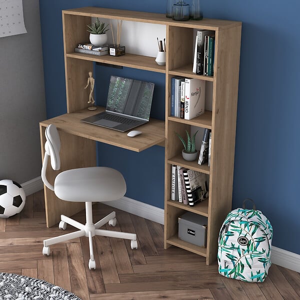 HABITAT ET JARDIN - bureau en bois "Haham" 113 x 40 x 142 cm - Chêne - large