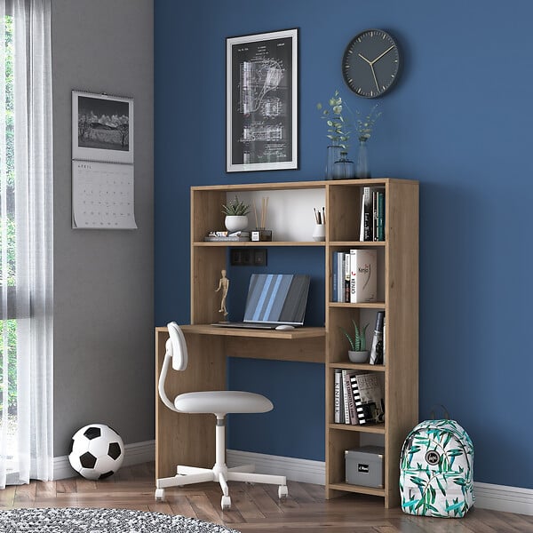 HABITAT ET JARDIN - bureau en bois "Haham" 113 x 40 x 142 cm - Chêne - large