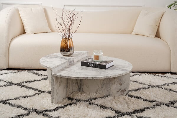 HABITAT ET JARDIN - Table basse en bois "Orion" 90 x 60 x 30 cm - Marbre de Freesia - large