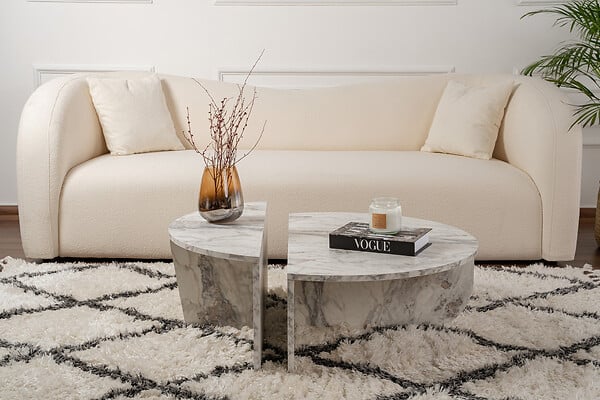 HABITAT ET JARDIN - Table basse en bois "Orion" 90 x 60 x 30 cm - Marbre de Freesia - large