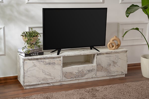HABITAT ET JARDIN - Meuble TV en bois "Vanguard" 160 x 30 x 42 cm - Marbre de Freesia - large