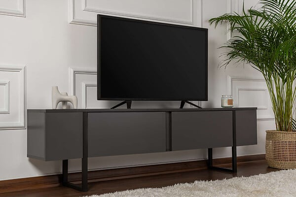 HABITAT ET JARDIN - Meuble TV en bois "Serenity" 180 x 30 x 50 cm - Anthracite - large