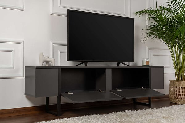 HABITAT ET JARDIN - Meuble TV en bois "Serenity" 180 x 30 x 50 cm - Anthracite - large