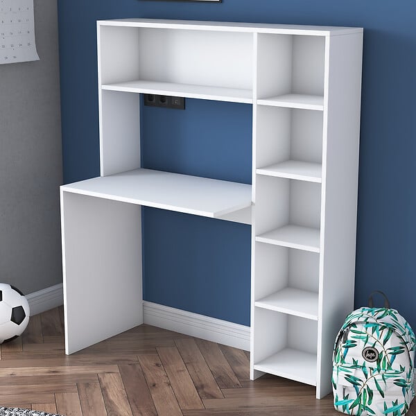 HABITAT ET JARDIN - bureau en bois "Haham" 113 x 40 x 142 cm - Blanc - large