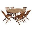 HAPPY GARDEN - Salon de jardin en teck LOMBOK - table ronde extensible - 6 places - vignette