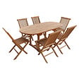 HAPPY GARDEN - Salon de jardin en teck LOMBOK - table ovale extensible - 6 places - vignette