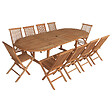 HAPPY GARDEN - Salon de jardin en teck LOMBOK - table ovale extensible - 10 places - vignette