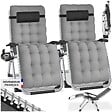 TECTAKE - Chaise longue pliable CLOUD réglable en continu gris clair - vignette